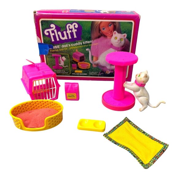 Vintage Fluff Barbie Doll Kitten Playset Cat 5524 Accessories Collectible READ - Picture 1 of 16